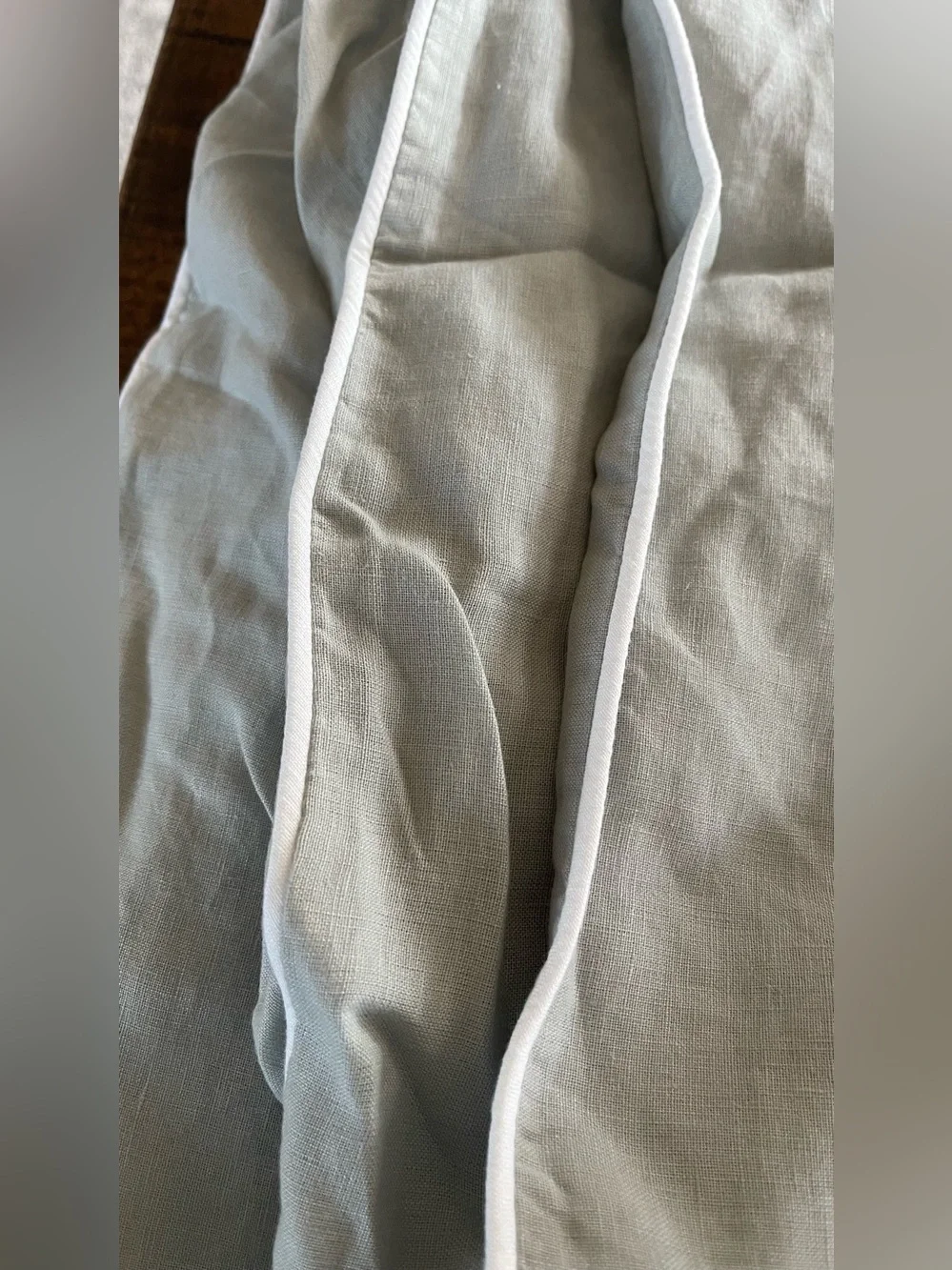 NWOT Quince European Linen Piped 1 Piece Duvet Cover, Full/Queen